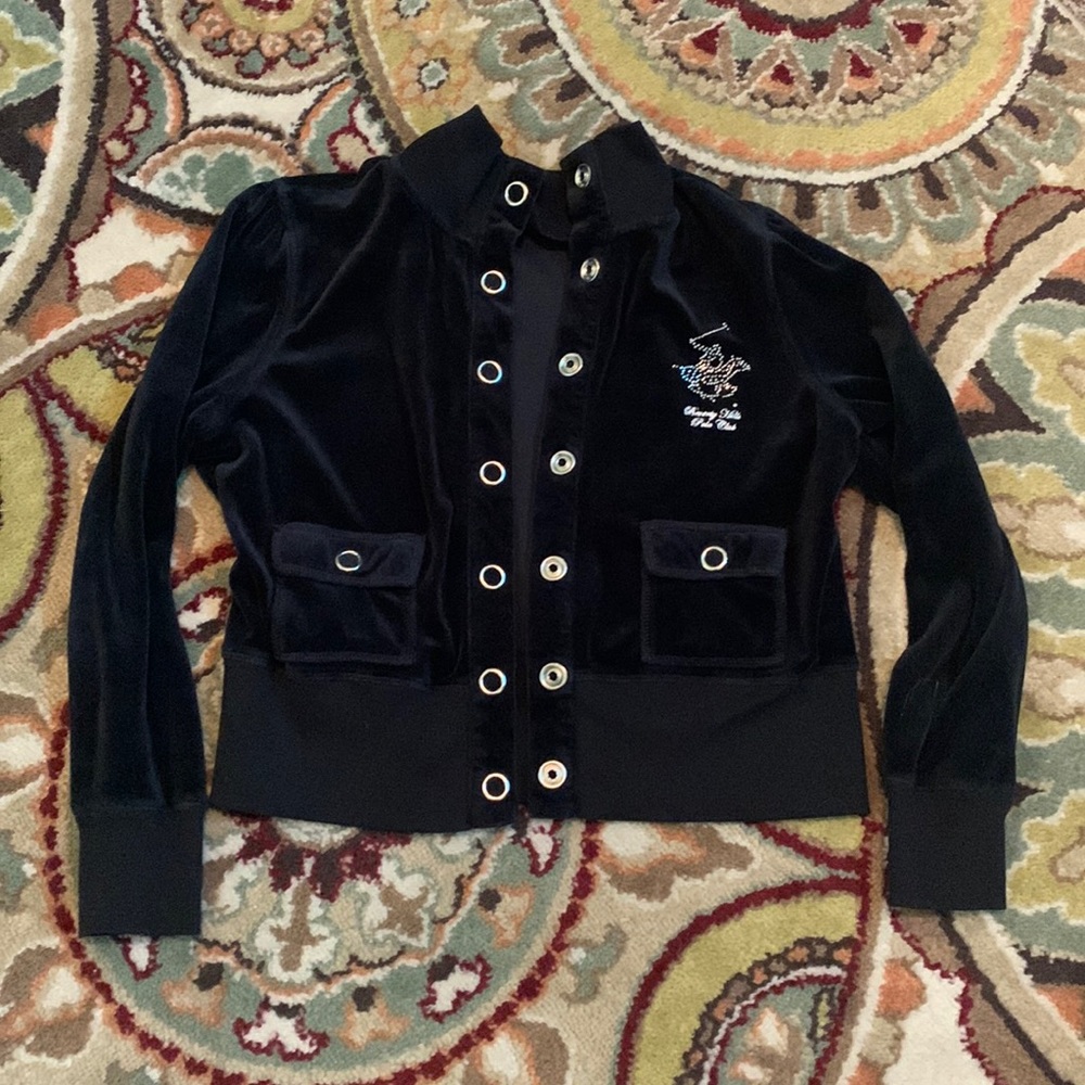 Beverly Hills Polo Club Velvet Black Top with snaps